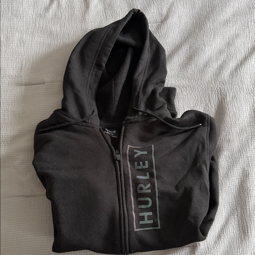 Hurley Black Full-Zip Hoodie with Vertical Logo Medium